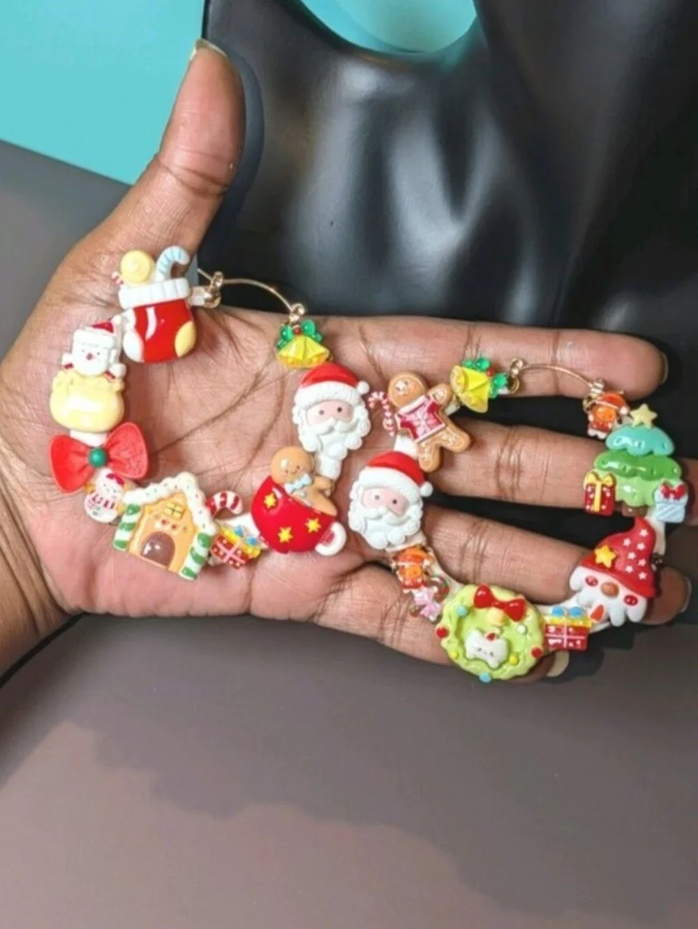 Hand Crafted Holiday Charm Garland - Red, Green, White, Yellow